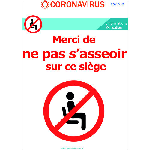 Interdiction de s'asseoir sur cette chaise - signalétique  Format A3