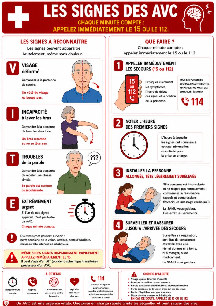 Affiche « Les Signes des AVC » – Reconnaissance et Conduite d'Urgence